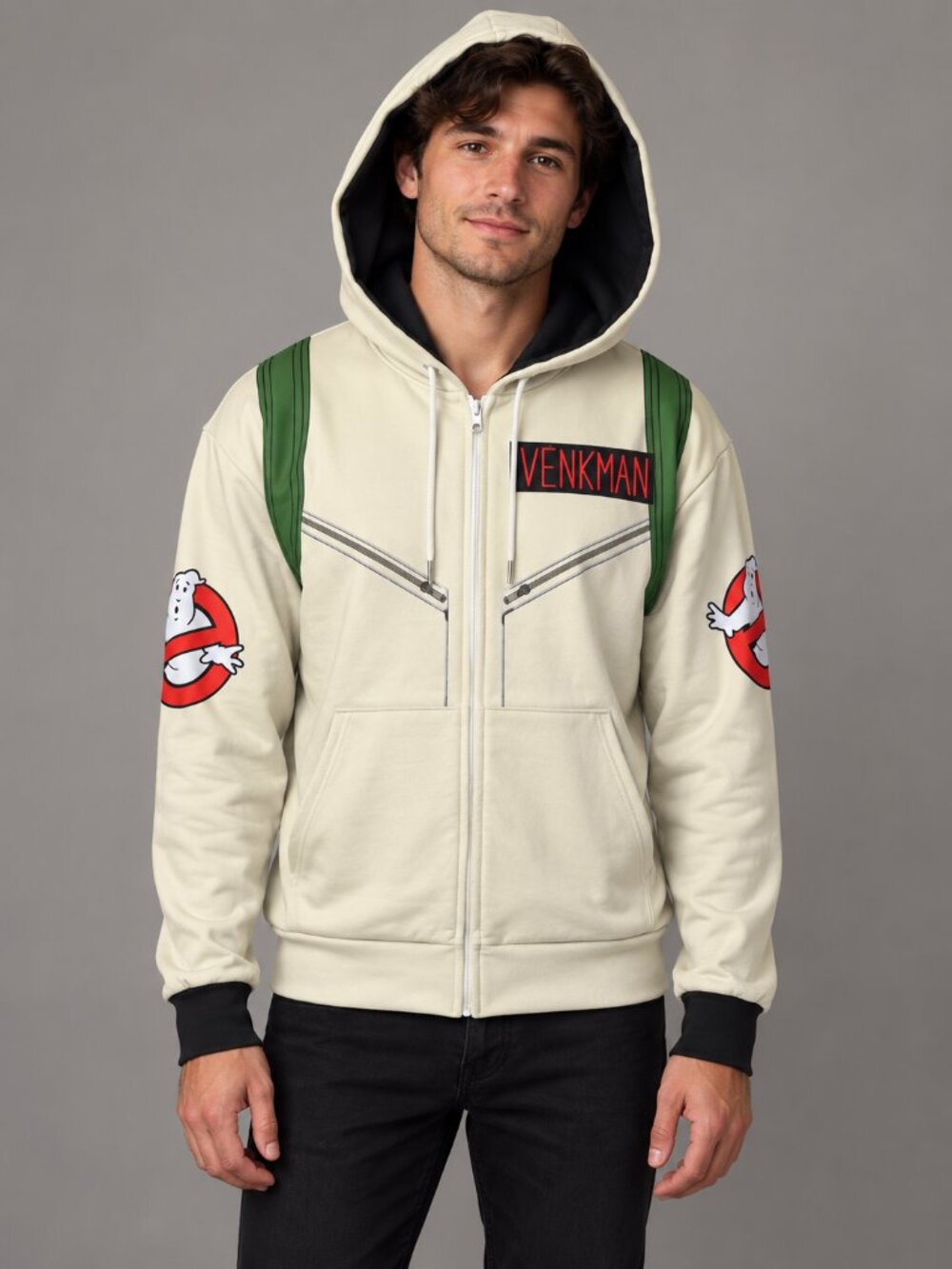 Ghostbusters Venkman Proton Pack Zip Hoodie S Halloween Costume Retro Cosplay